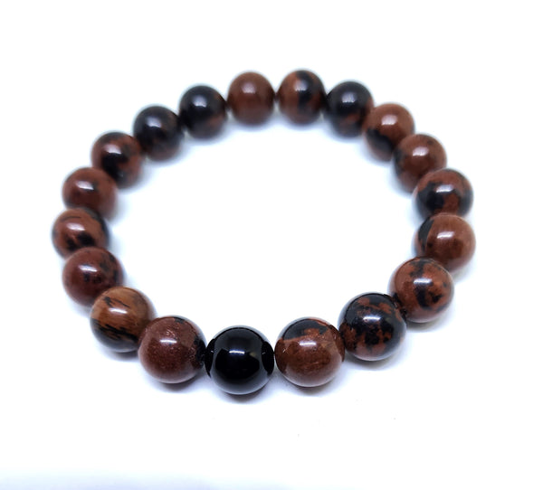 Natural Mahogany Obsidian 10 mm beaded bracelet for men