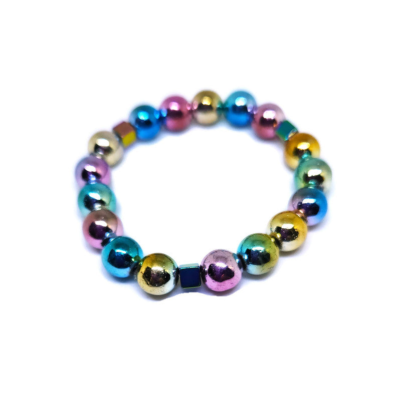 Natural Rainbow Hematite 8mm beaded bracelet for kids