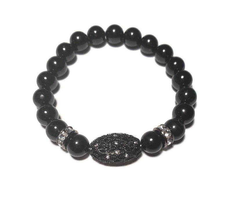 Black Tourmaline stretch bracelet 8 mm natural beads